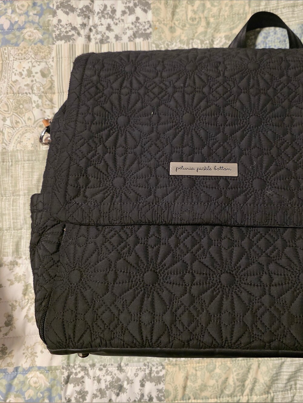 Petunia Pickle Bottom Black Quilted Diaper Bag